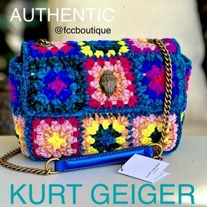 KURT GEIGER Kensington CHENILLE Crochet Patchwork MD MEDIUM Bag